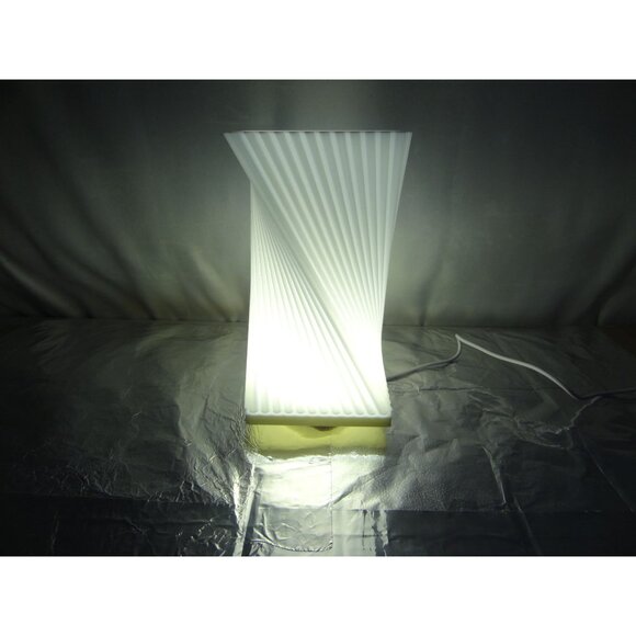 Modern Twisted White LED Table Lamp With Pleated Design 3D printed in USA - Picture 9 of 13